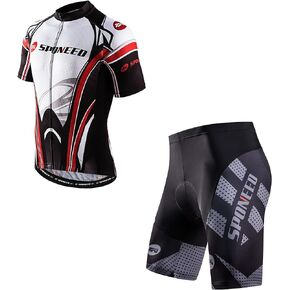 sponeed Men Bike Shorts with Padding Road Biking Pants Gel Pad Cushioned Clothing Bicycle Shirts Cycling Jersey for Men US XL