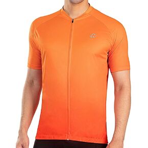 ROTTO Mens Cycling Jersey Short Sleeve Bike Shirt Gradient Color Pro Series with Zipped Rear Pocket