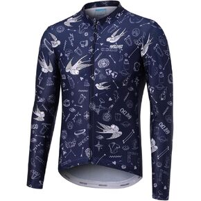 قميص ARSUXEO بأكمام طويلة لركوب الدراجات للرجال، قميص جيرسي لركوب الدراجات على الطرق، قابل للتنفس، 4 جيوب in Kuwait