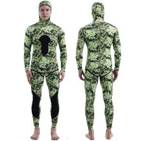 3mm Neoprene Spearfishing Wetsuit 2-Pieces Mens Camo Full Body Diving Suit for Snorkeling Swimming