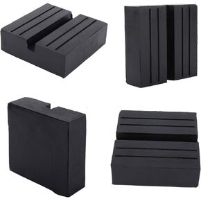 4 Packs Square Jack Pad, Black Anti-Slip Rail Adapter Support Block, Slotted Frame Rubber Pad Rail Protector
