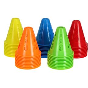 Jucoan 50 Pack 3 Inch Mini Sports Cones, Plastic Windproof Traffic Cones with Hole, Bright Colors Sports Training Agility Marker Cones for Adult Kids Roller Skating Football