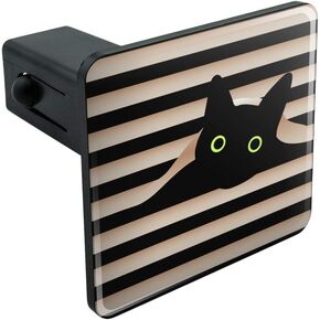 Black Cat in Window Tow Trailer Hitch Cover Plug Insert 2"