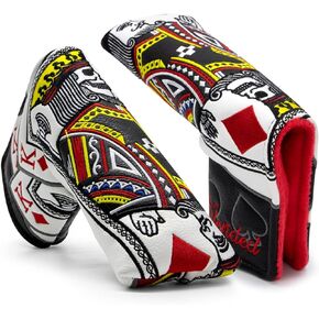 Golf Head Covers,Poker Diamond King 3 Wood Headcover Golf Driver Cover Fariway Wood Headcover Hybrid Head Covers Blade Putter Cover Mallet Putter Haedcovers Golf Club Covers for Most Brand