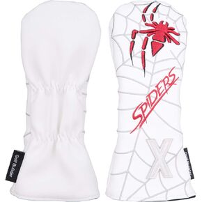 Spider Embroidery White Golf Head Covers Driver/Fairway Wood/Hybrid/Iron Head Covers
