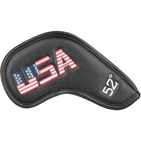 Golf Builder Black Leather USA Golf Club Iron Wedge Head Covers Fit All Brands