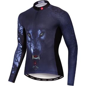 Hotlion Men's Cycling Jersey Long Sleeve Bike Shirts Autumn Bicycle Jacket Tops Reflective