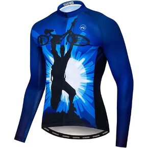 Hotlion Men's Cycling Jersey Long Sleeve Bike Shirts Autumn Bicycle Jacket Tops Reflective