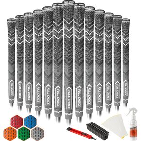 Cross Corded Golf Grips 13 Pack, Low Taper Design, Choose from 13 Grips or 13 Grips with All Kits, 3 Sizes 5 Colors Options, Multi-compound Hybrid Golf Club Grips, CG01 Series