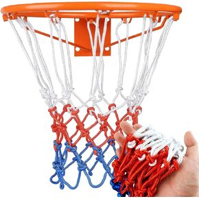 2024 Upgraded Basketball Net, Thickening Heavy Duty Basketball Net Replacement, Professional Basketball Hoop Net for Indoor or Outdoor Rims Heavy Duty 12 Loops (Red White Blue)