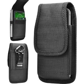 Belt Holster for Moto G Stylus 5G G Pure G Power G Play Edge 5G UW One 5G Ace Z4 Nylon Cell Phone Pouch Belt Holder Carrying Case with Belt Clip Loop Card Slots, Black