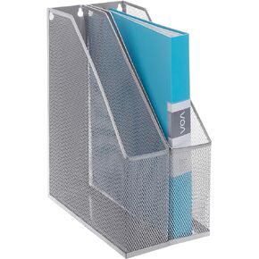 Wire Mesh Wall Mounted or Freestanding Document Rack, Magazine and File Holder, Set of 2, Black