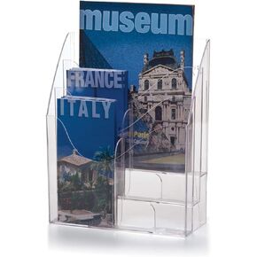 Officemate Multi-Use Literature Holder, 6 Pockets for 4.125 Inch Wide Leaflets or 3 Pockets for Letter Size Sheets or Folders, Clear (22914)