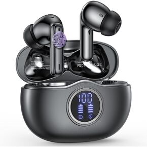 سماعات أذن لاسلكية تعمل لمدة 50 ساعة، سماعات أذن بلوتوث مدمجة بميكروفون لإلغاء الضوضاء مع علبة شحن، سماعات رأس بلوتوث مع صوت ستيريو، سماعات أذن مقاومة للماء IPX7 لهواتف iPhone وAndroid in Kuwait