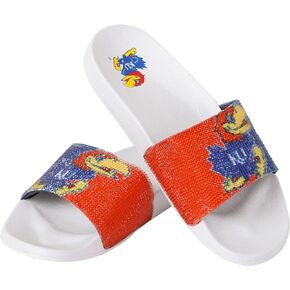 FOCO Womens NCAA College Team Big Logo Shimmer Slide Flip Flop Sandals