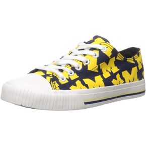 FOCO Michigan Wolverines NCAA Womens Low Top Repeat Print Canvas Shoes - 6