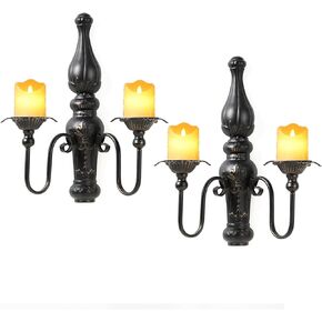 Wall Candle Sconce Holder Wall Mount Metal Iron Retro Candle Sconce Holder Hanging Art Home Decoration Wall Mounted Decorative Candle Holder, Set of 2