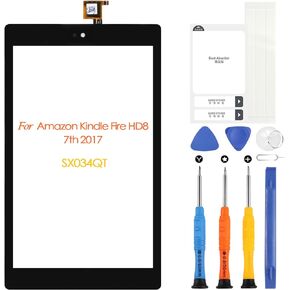 استبدال شاشة اللمس لجهاز Amazon Kindle Fire HD8 HD 8 الجيل السابع 2017 شاشة تعمل باللمس SX034QT لوحة زجاجية رقمية مع أدوات إصلاح (ليست شاشة LCD)