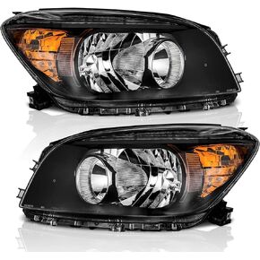 2006-2008 Toyota RAV4 Headlight Assembly Replacement, Halogen Chrome Housing I Amber Reflector, Left & Right Side