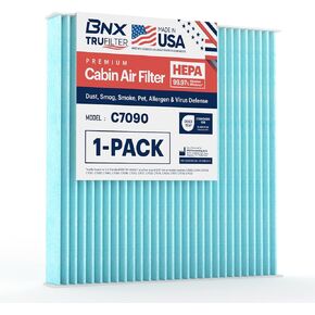 BNX TruFilter C7061 Cabin Air Filter, HEPA 99.97%, MADE IN USA, Compatible With Nissan: Sentra, Rogue