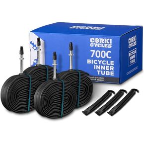 4-Pack Road Bike Tubes 700 x 23c/25c 28c/32c 35c/43c - Butyl Rubber 700c Bike Tube Replacement - Presta/Schrader - 48mm / 60mm