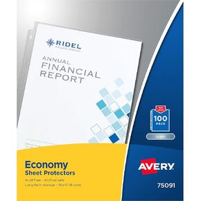 Avery Clear Economy Sheet Protectors, Top Load, 30 Document Protectors (74082)