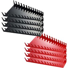 26 Slots Metal Wrench Organizer, Wrench Holder Tray Set, Wall-Mounted Tool Organizer Wrench Holder for Wrench Storage(2 Black)