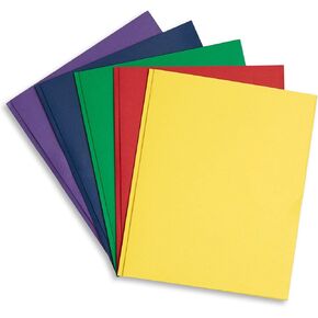 Blue Summit Supplies 100 Two Pocket Folders with Prongs, Designed for Office and Classroom Use, Assorted 5 Colors, 100 Pack Colored 2 Pocket 3 Prong Folders