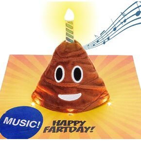 Plush Happy Birthday Card – Plays & Sings a Hilarious Version of the Happy Birthday Song - Lights Up in Sync to Music - 3D Pop Up Birthday Card Funny Birthday Card for Men, Women & Kids