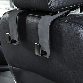 Car Seat Back Hook Metal with Suede Universal Vehicle Headrest Hangers Interior Storage Organizer for Purse Handbag Coat Grocery Bags 2 Pack Beige