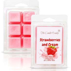 The Candle Daddy - Strawberries & Cream - Sweet Strawberry with Cream Scented Melt- Maximum Scent Wax Cubes/Melts- 1 Pack -2 Ounces- 6 Cubes