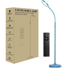 LED Floor Lamps for Living Room, Bright Modern Reading Floor Lamp with Stepless Adjust Color Temperatures & Brightness, Standing Lamp with RF Remote & Touch Control(White)