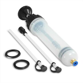 DNA MOTORING Fluid Extractor, 200cc Fluid Change and Fill Syringe Extractor with Extension Hose, Siphon Pump Hand Vacuum Pump Automotive Fuel Transfer Pump, TOOLS-00449