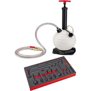 Powerbuilt ATF Fluid Filler Kit with 14 Piece Fill Adapters, Fill Pump, 6L Reservoir, Domestic and Import Vehicles - 240237,Black