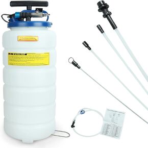 15 Liter Pneumatic/Manual Oil Changer Vacuum Fluid Extractor with Fluid Extractor Pump Tank Remover and Hose, Convenient Extract Engine Oil, Brake Fluid and Lubricant Oil From Machine or Vehicle
