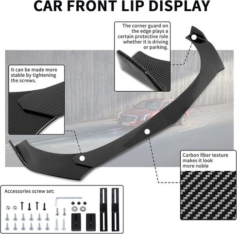 Front Bumper Lip Spoiler, Car Universal Adjustable Spoiler Splitter Diffuser Protector, Compatible with Honda Accord Civic Ford Chevy Honda BMW Toyota Hyundai Kona Volkswagen MK5 MK6 Mazda in Saudi Arabia