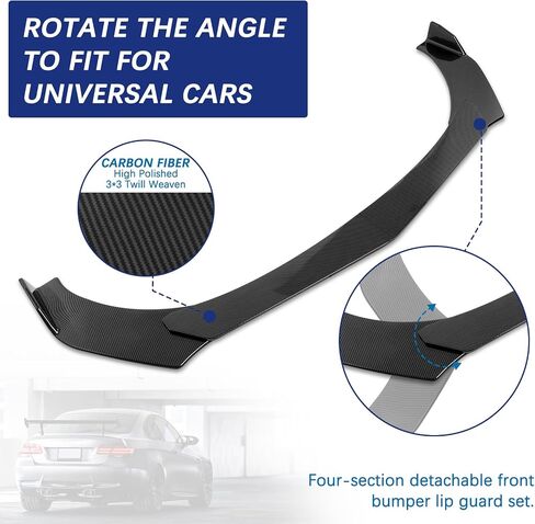 Front Bumper Lip Spoiler, Car Universal Adjustable Spoiler Splitter Diffuser Protector, Compatible with Honda Accord Civic Ford Chevy Honda BMW Toyota Hyundai Kona Volkswagen MK5 MK6 Mazda in Saudi Arabia