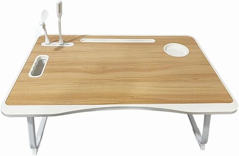 Laptop Desk for Bed, Laptop Bed Tray Table with Storage Drawer and Cup Holder, Laptop Bed Desk Tray with USB Charge Port, Foldable Bed Table for Writing Working Reading (Yellow) in Saudi Arabia