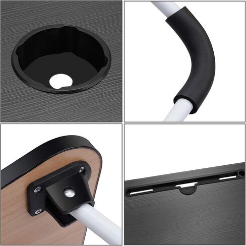 Hossejoy Foldable Laptop Table, Breakfast Serving Bed Tray, Lap Desk with Foldable Leg & Tablet Phone Groove & Cup Slot for Reading Writing Eating on Bed Couch Sofa Floor (Black) in Kuwait
