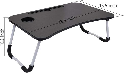 Hossejoy Foldable Laptop Table, Breakfast Serving Bed Tray, Lap Desk with Foldable Leg & Tablet Phone Groove & Cup Slot for Reading Writing Eating on Bed Couch Sofa Floor (Black) in Kuwait