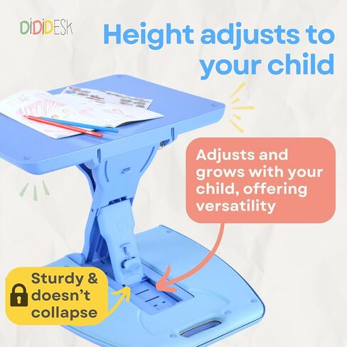 Sturdy & Foldable Kids Lap and Floor Desk – Great for Drawing, Reading & Craft with Comfortable Cushion - Unique Adjustable Design for Extra Legroom & Converts to Standing Desk (Portable for Travel) in Saudi Arabia