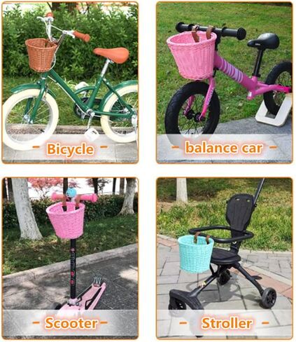 Woven Bike Baskets for Kids Bicycle Basket Front with Handlebar Streamers Bell DIY Bike Decoration Accessories for Girls and Boys in Saudi Arabia