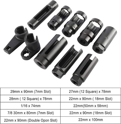 10pcs Sensor Socket Set Sensor Oil Pressure Sending Unit Socket Set 1/2" and 3/8" Square Drive in Saudi Arabia