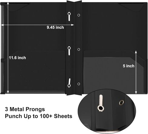 ViVin 6-Pack Heavy Duty Pocket Folder with Prongs, Two-Pockets Plastic Folder, with Clear Front Pocket and Stay-Put Tabs, Hold US Letter Size Page, for Office and School - Purple in Saudi Arabia