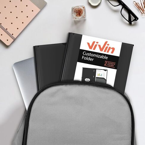 ViVin 6-Pack Heavy Duty Pocket Folder with Prongs, Two-Pockets Plastic Folder, with Clear Front Pocket and Stay-Put Tabs, Hold US Letter Size Page, for Office and School - Purple in Saudi Arabia