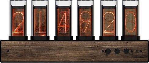 Retro Nixie Clock Inspired Modern Digital Gixie Clock 6-Digit LED Shelf Clock Steins;Gate Divergence Meter, Black in Saudi Arabia
