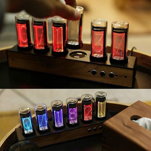 Retro Nixie Clock Inspired Modern Digital Gixie Clock 6-Digit LED Shelf Clock Steins;Gate Divergence Meter, Black in Saudi Arabia