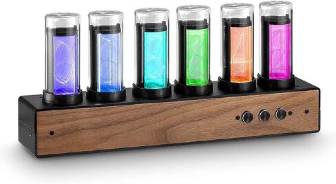 Retro Nixie Clock Inspired Modern Digital Gixie Clock 6-Digit LED Shelf Clock Steins;Gate Divergence Meter, Black in Saudi Arabia