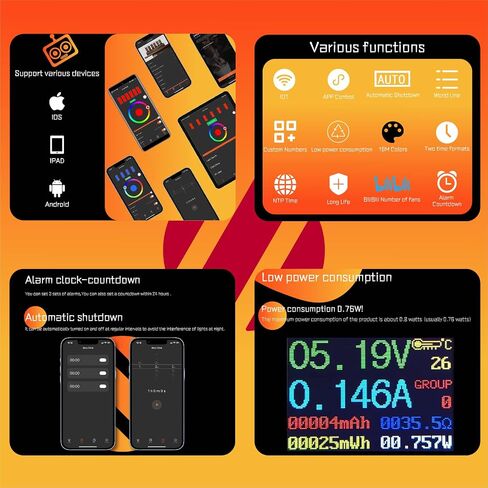 Retro Nixie Clock Inspired Modern Digital Gixie Clock 6-Digit LED Shelf Clock Steins;Gate Divergence Meter, Black in Saudi Arabia