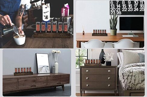 Retro Nixie Clock Inspired Modern Digital Gixie Clock 6-Digit LED Shelf Clock Steins;Gate Divergence Meter, Black in Saudi Arabia